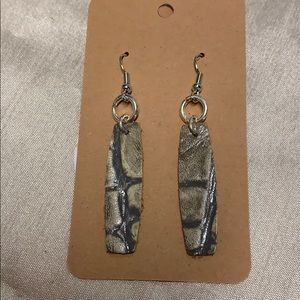 Genuine leather handmade earrings with jewels